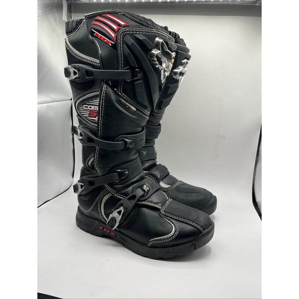 Fox Comp 5 Adult Motocross Boots Men’s Sz 9 Black MX ATV Dirt Bike Gear Shoes - Picture 12 of 14